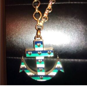 Betsey Johnson retired striped anchor nautical necklace. Sail away this summer.